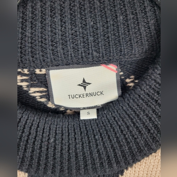 Tuckernuck Wool Lynx Sweater Black Tan Size S Animal Print Pullovet Crew Neck - Picture 3 of 7